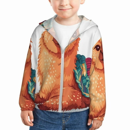

Goofa Cozy Knitting Llama Printed Kids Zip-Up Hoodie Girls Boys UPF50+ Sun Protection Jacket Hooded Cooling Shirt-4 Years