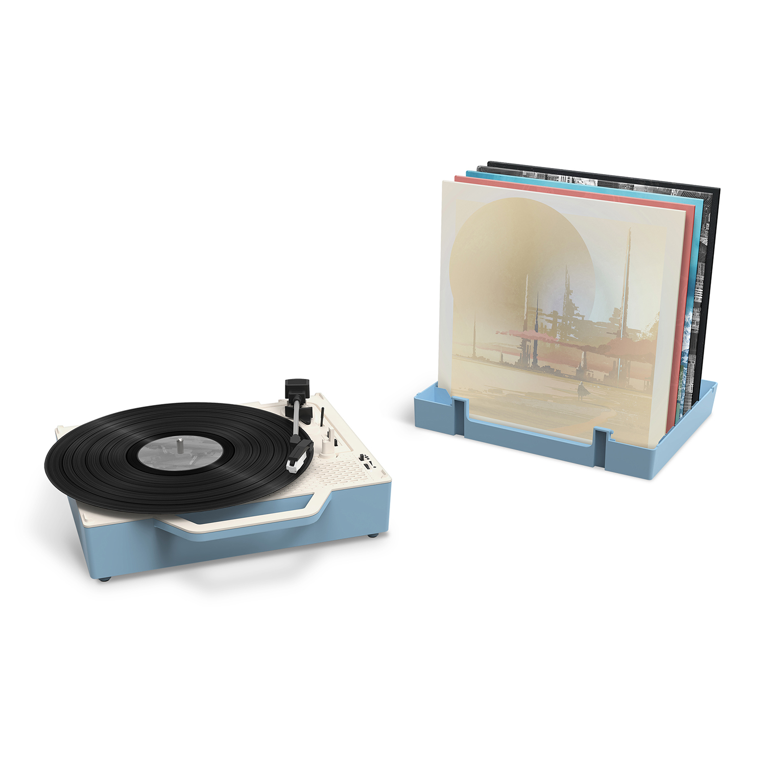 Victrola Re-Spin Sustainable Bluetooth Suitcase Record Player- Light Blue | Walmart Exclusive - image 4 of 20