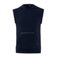 thumbnail image 5 of IYTR Mens Sleeveless Hooded Tank Top Kangaroo Pocket Athletic Gym Workout Muscle Cut Bodybuilding Casual Solid Color Hoodie Vest (Navy,XXL), 5 of 9