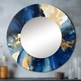 thumbnail image 1 of Designart "Deep Blue and Gold Strokes V III" Fractals Grand Miroir Rond Bleu - Miroir Rond Décoration Murale - Miroir Imprimé Moderne 23 Pouces x 23 Pouces Pouces, 1 of 5
