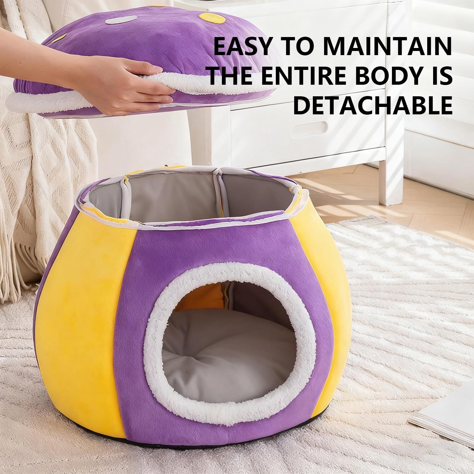 Pet Bed for Indoor cozy retreat with detachable cushion versatile design for cats dogs home use