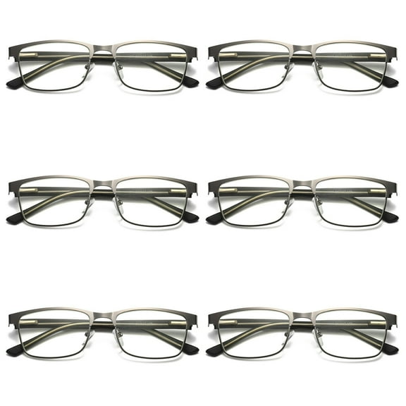 6 Pairs Mens Metal Frame Spring Hinge Blue Light Blocking Reading Glasses Readers  1.00