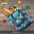 thumbnail image 5 of Honeii Cat Underwater Fantasy Print Tote Bag, Reusable Grocery Shopping Bag,Shoulder Bag with Inner Pocket, 5 of 7