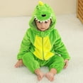 thumbnail image 2 of DHFJKG Toddler Baby Dinosaur Flannel Romper Jumpsuit Long Sleeve Hooded Fuzzy Zipper Onesie Outfit Boys Girls Winter Warm Soft One-Pieces, 2 of 5