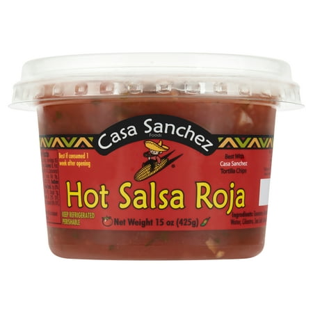 Casa Sanchez Fresh Produce, Refrigerated Hot Salsa Roja, 15 oz Tub
