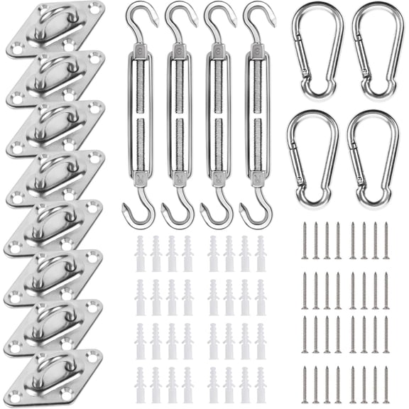 Sun Shade Sails Hardware Kit 6 Inch for Rectangle Triangle Shade Sail Installation, 304 Anti-Rust Stainless Steel Kit for Outdoor Patio Garden (40Pcs) D