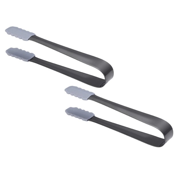 2PC Compact Serving Tongs Small Food Creative Silicone Clip Stainless Steel Handle And Hand Shaped Designed Silicone Tongs Creative Kitchen Gadgets For Sweets Ice Cube Spices Sugar Barbecue