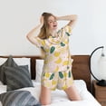 thumbnail image 5 of Susaid Banana With Leaves Print Women's Pajama Set, Button-Up Sleepwear with Elastic Waist Shorts, Perfect for Lounging, Yoga, Beach, and Casual Wear-Large, 5 of 7