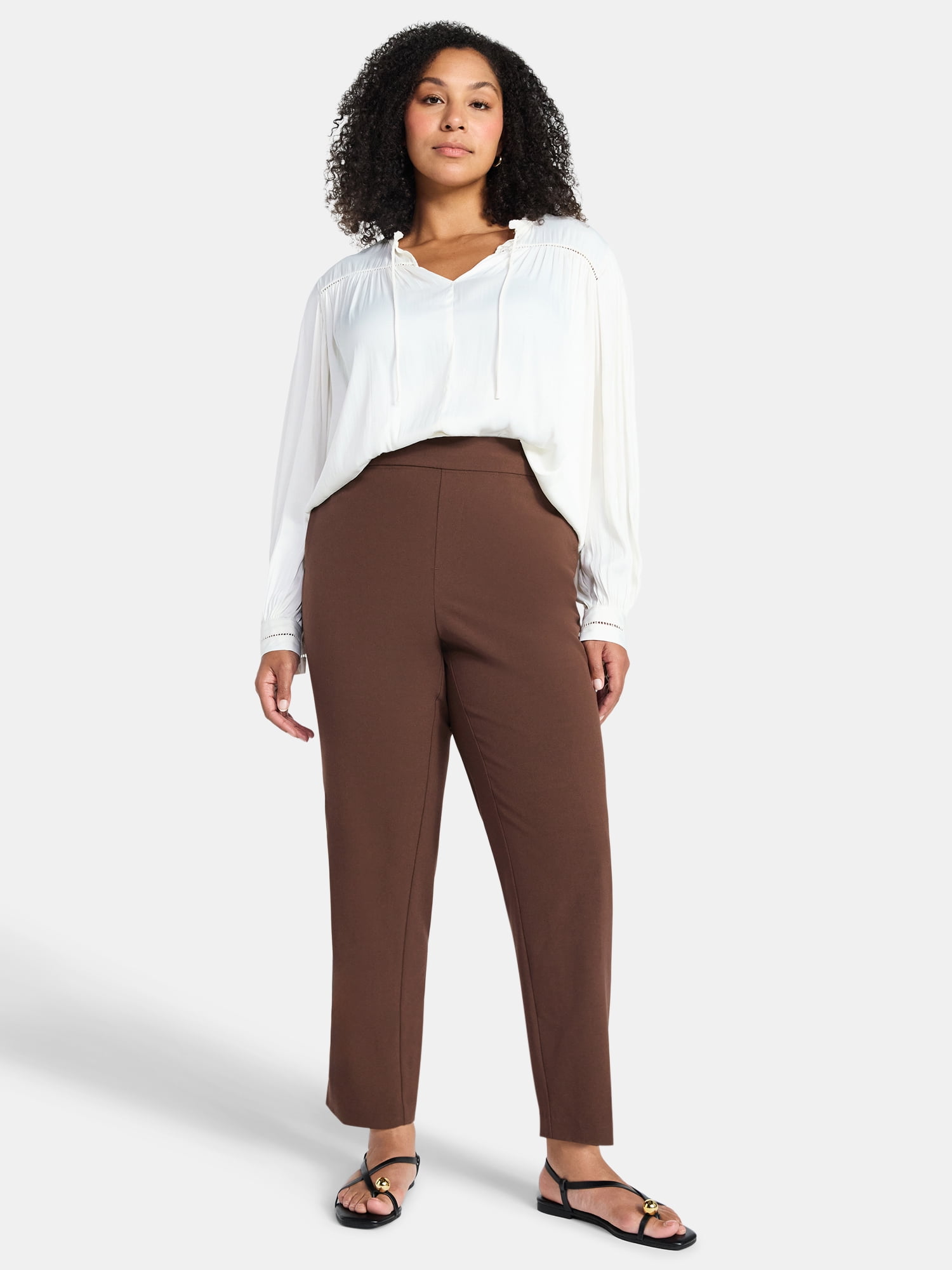 Just My Size by Hanes Women's Plus Tummy Control Dress Pants, Sizes 0X-4X, Regular & Petite