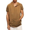 thumbnail image 2 of Pantalones para Hombres Cortos Casual Sólido Manga Corta Blusa con Capucha, Top de Bolsillo con Ajuste Suelto para Uso Al Aire Libre Y Diario, Tela de Poliéster, 2 of 9