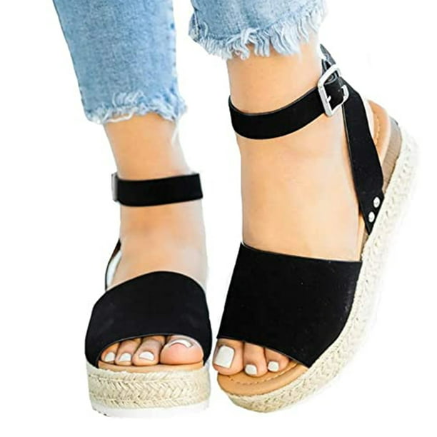 Women Pu T-shaped Wedge Sandals Ladies Summer Beach Slippers Flat Shoes