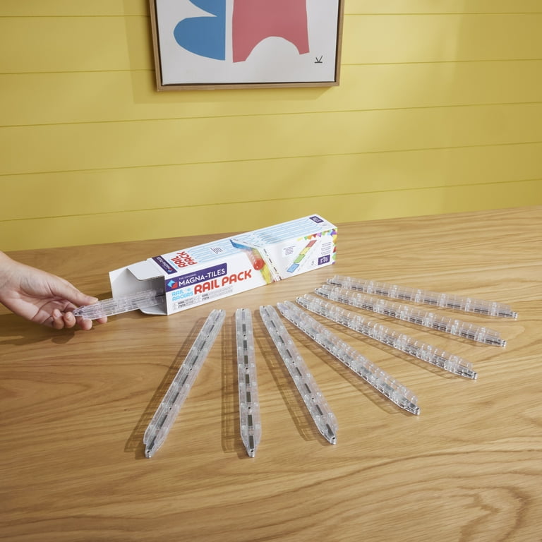 MAGNA-TILES, Rail Racers 8-Piece Rail Pack, Patent-Pending Clear