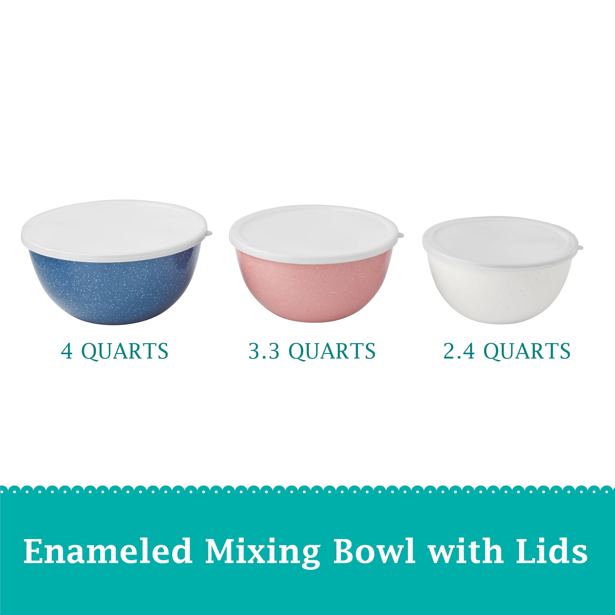 The Pioneer Woman 6-Piece Enamel on Steel Mixing Bowls with Lids