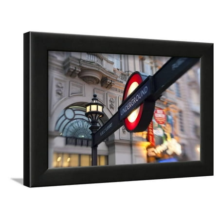 London Piccadilly Circus Underground Sign, Piccadilly Circus, London, UK Framed Print Wall Art By Peter Adams ()
