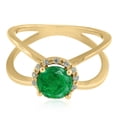 thumbnail image 5 of AoneJewelry 0.85 Carat 6MM Round Created Emerald and Diamond Ring In 10K Solid Rose, White & Yellow Gold, 5 of 5