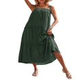 thumbnail image 4 of PENGXIANG Femmes d'Été Spaghetti Sangle Longue Maxi Robe Haut Bas Robe à Volants Étagée en Vrac Plage Fluide Robe Longue Abricot XL, 4 of 5