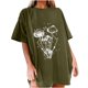 thumbnail image 2 of ICHUANYI Clearance Women's Vintage Gothic Sun And Print Pattern Drop Sleeves Summer Short Sleeve Tops Blouse(Army Green, XXL) ICHUANYI WER2023081206797, 2 of 7