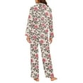 thumbnail image 3 of SCRAWLGOD Pink Rose Pajamas for Women Long Sleeve Button Up Pajama Top Women Fall V Neck 2 Pj Sets for Woman Elastic Women's Pjs with Pockets Size S, 3 of 7