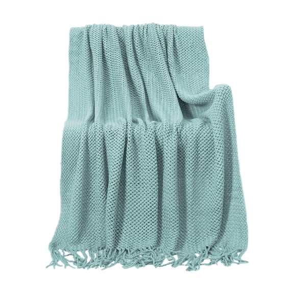 Qholemyo 50x72in Four-Season Knitted Throw Blanket Lightweight Warm Breathable Blanket for Picnics Outdoor Indoor Use