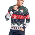 thumbnail image 3 of Men's Christmas Rudolph Reindeer Holiday Festive Knitted Sweater Cardigan Cute Ugly Pullover Jumper, 3 of 5