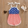 thumbnail image 6 of Douhoow 0-3Years Kids Independence Day Playsuit Baby Girl Tie-up Star Print Spaghetti Strap Romper, 6 of 8