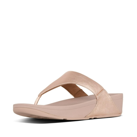 Chanclas FitFlop LULU de piel para mujer, color oro rosa