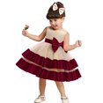 thumbnail image 4 of Vestido NSSMWTTC para niñas, Pascua, burdeos y champán con volantes, 4 of 5