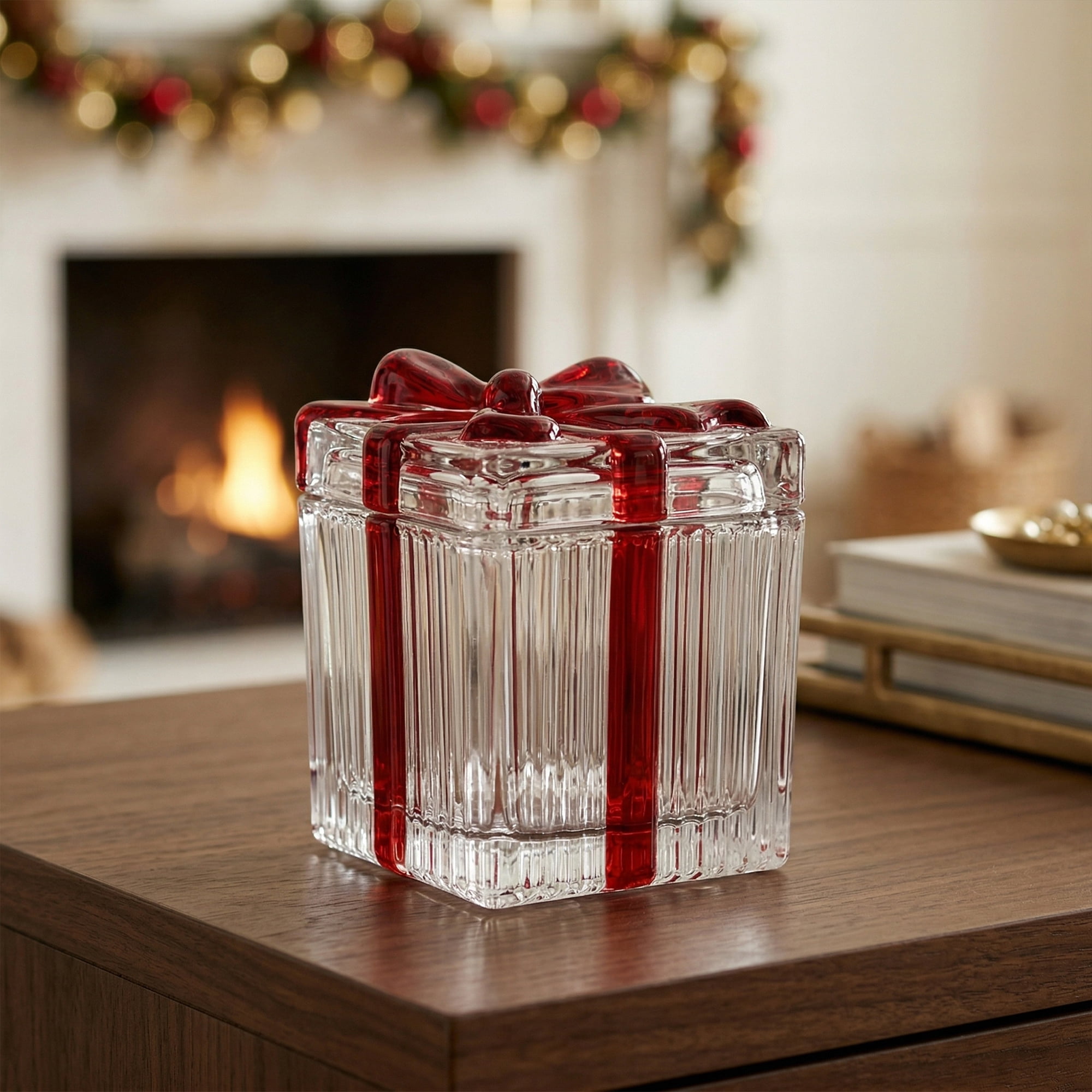 Unique Bargains 6.1oz/180ml Ribbed Glass Candy Jar Clear Square 2.8"L x 2.8"W x 2.5"H