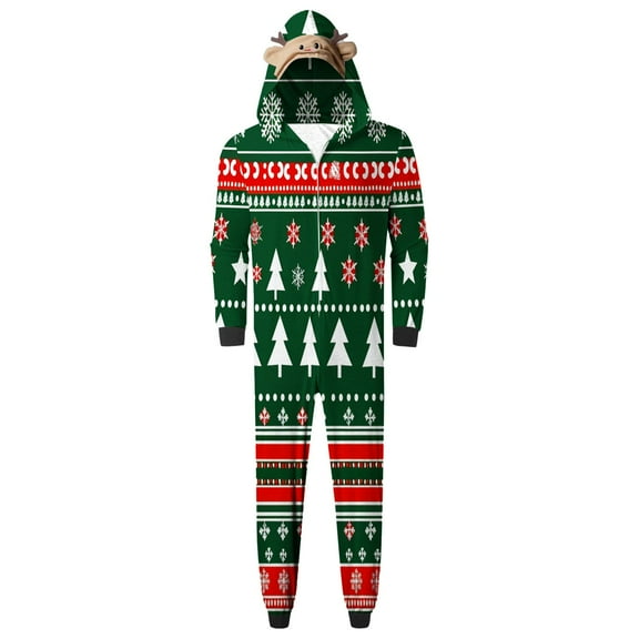 Christmas Pajamas Christmas Onesie Pajamas Print Hooded Pajamas Matching Family Christmas Pajamas for Family Long Sleeve Mom
