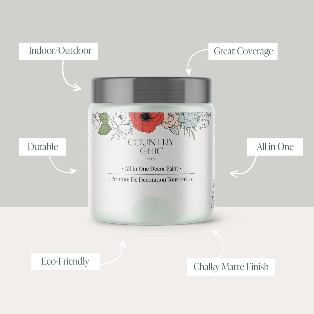 JJEAN-Country Chic All-in-One Chalk Paint for Furniture, Cabinets, Home Decor, Eco-Friendly, Matte Finish, Built-In Primer & Top Coat for Wood, Metal - String of Pearls (Light Green) - 4 oz (118 ml)