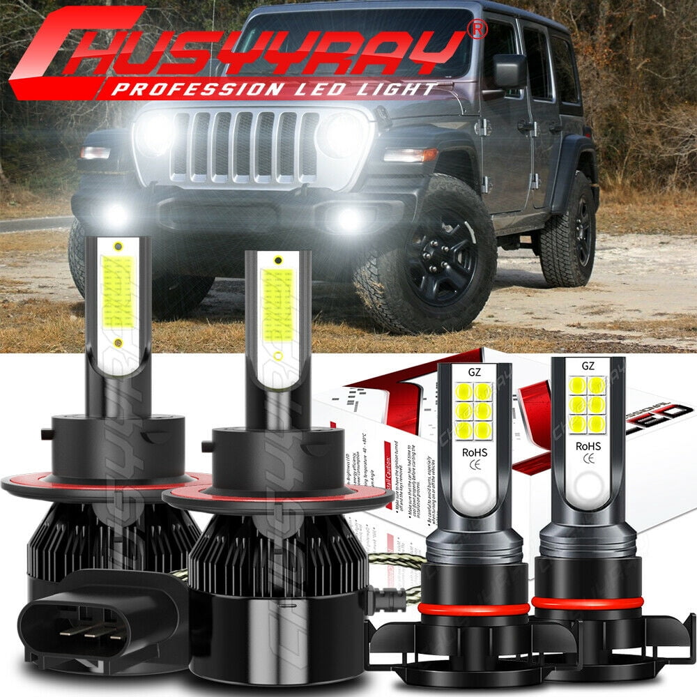 For Jeep Wrangler 2010-2018 White High/Low LED Headlights + Fog Lights -  