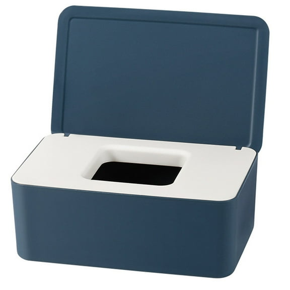 Wipes Dispenser Holder, Dustproof Tissue Storage Box Case Wet Wipes Dispenser Holder with Lid for Home Office Desk - blue