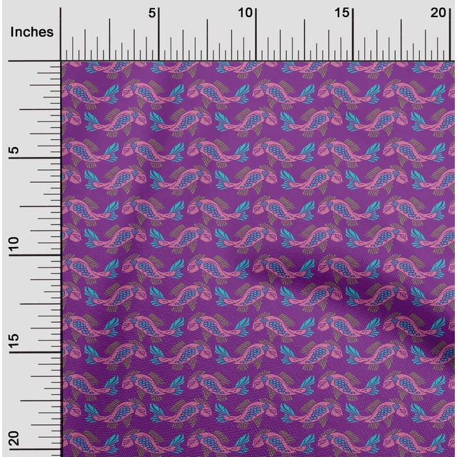 oneOone Georgette Viscose Fabric Fish Block Fabric Prints By Yard 42 Inch Wide