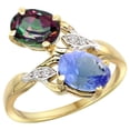thumbnail image 1 of 14k Yellow Gold Diamond Natural Mystic Topaz & Tanzanite 2-stone Ring Oval 8x6mm, size 5, 1 of 1