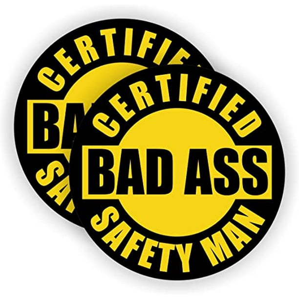Bad Ass Safety Man Hard Hat Sticker / Helmet Decal Label Lunch Tool Box Safe Worker | Size: 2