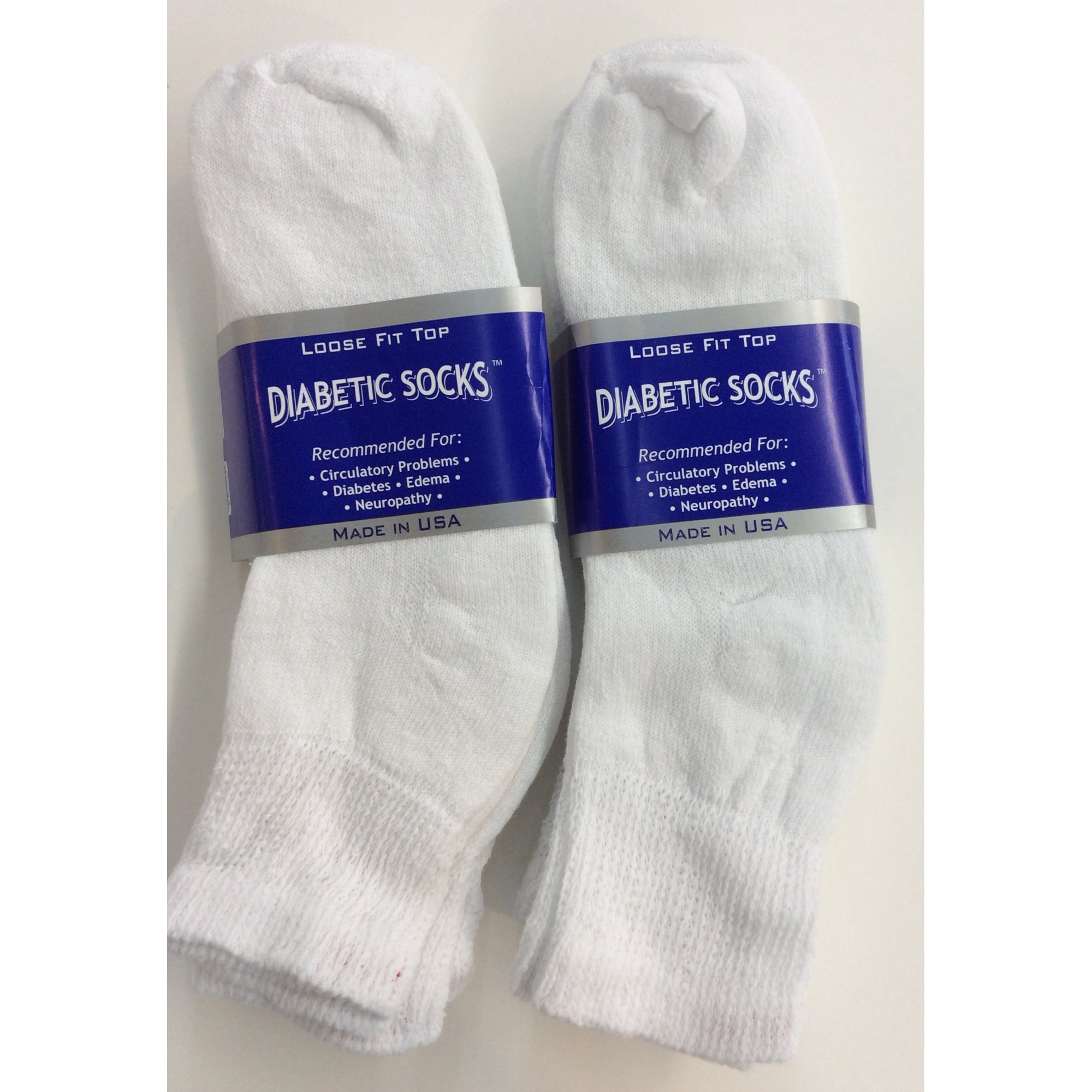 Creswell 6 Pairs White Diabetic Ankle Socks 9-11 Size