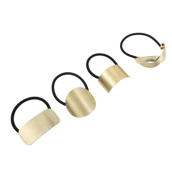 Topbathy 4pcs High Ponytail Hair Ties Zinc Alloy Bands Punk Style Golden Holders Decorative Elastic Cords Accessories for Girls