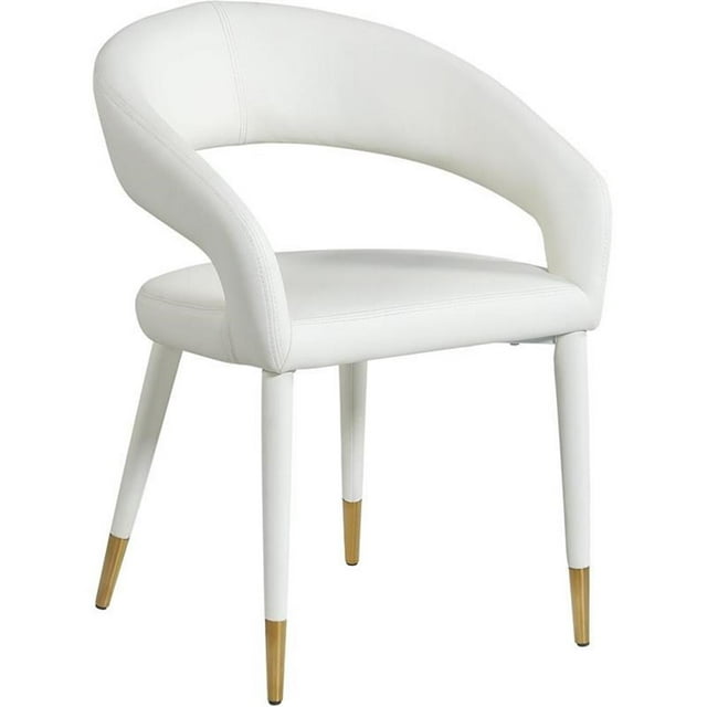 Pemberly Row Modern Off White Cream Vegan Leather Dining Chair