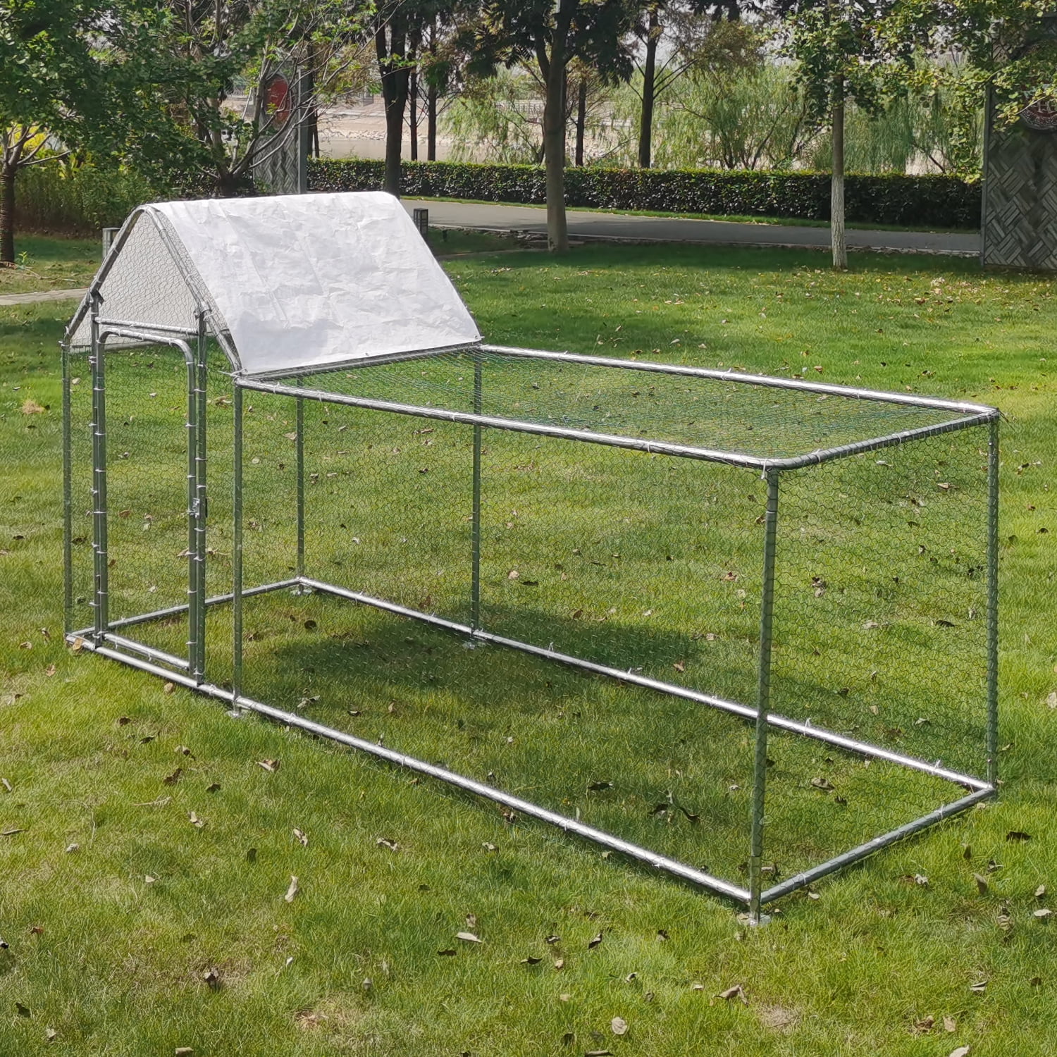 Walsport 10 ft. Large Chicken Coop Metal Outdoor Chicken Cage Rabbit Hutch Hen Run House Cage