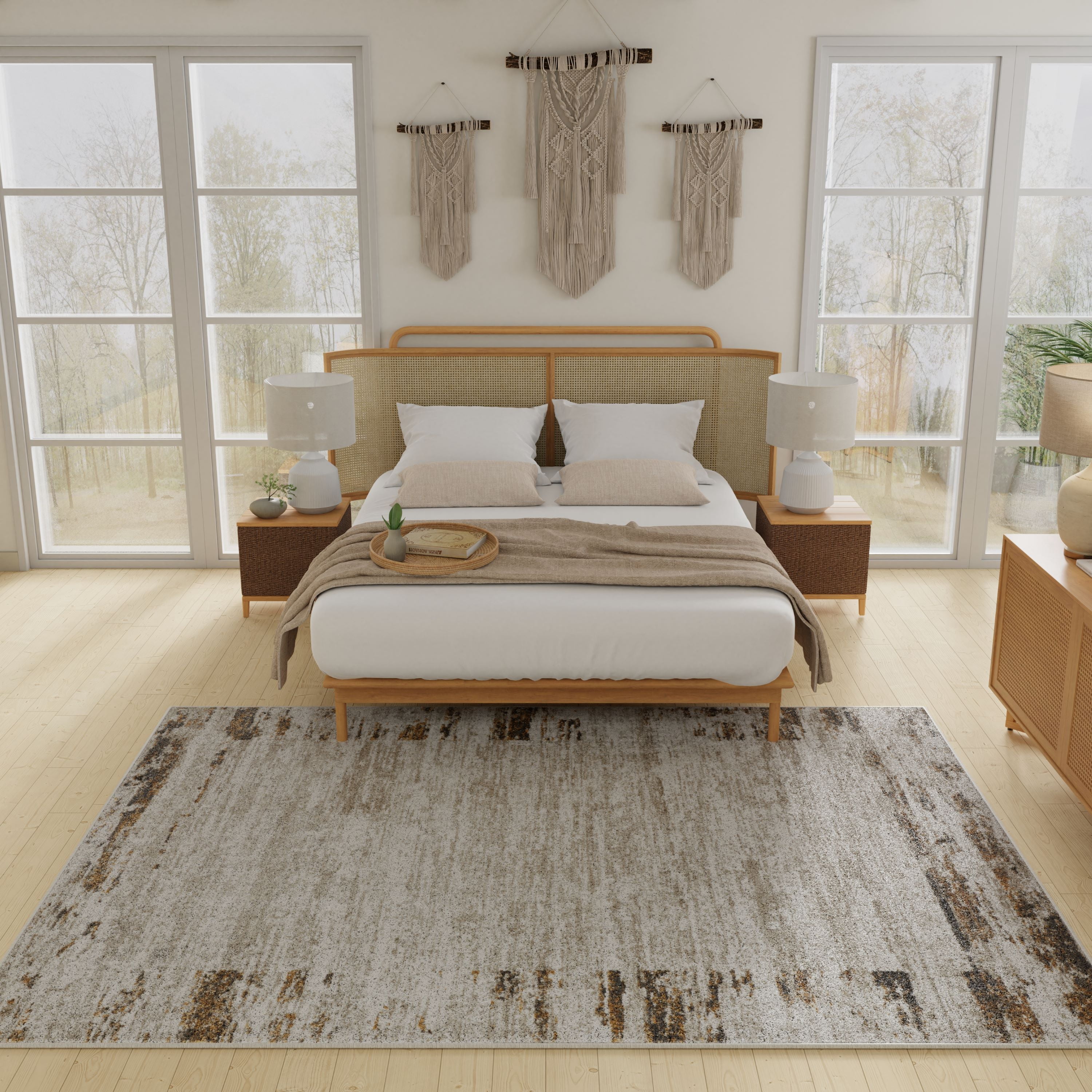 Loomaknoti Alanzo Albah 6' x 9' Abstract Indoor Area Rug , Beige/Cream