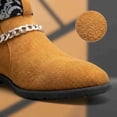thumbnail image 3 of Men's Retro Suede Ankle Boots with Chain & Buckle Straps - Punk Style Chain Detail Ankle Boots for Fall/Winter, 3 of 6