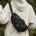thumbnail image 4 of Bolsa de cintura para exteriores con compartimento para botella de agua, mochila cruzada ligera para senderismo, running, uso diario, nailon resistente al agua, negro, blanco, gris, 4 of 6