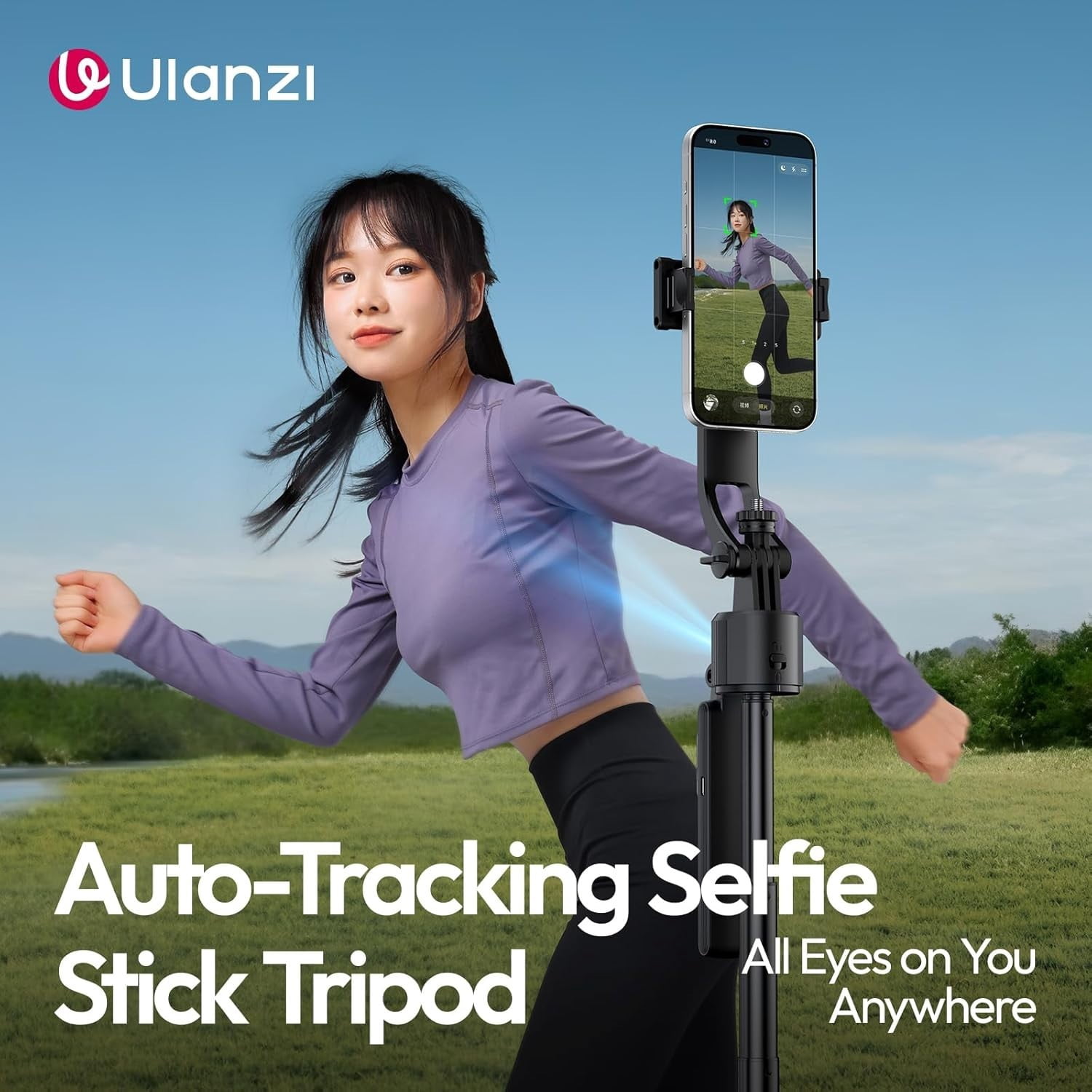Ulanzi TT23 Auto-Tracking Selfie Stick Tripod Gesture Remote Control Travel Vlog