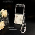 thumbnail image 2 of Case for Samsung Galaxy Z Flip 6 (2024),Cute Beautiful Rhinestone Butterfly Design Phone Protective Cover with Pearl Wrist Chain for Girls Women (with Chain), 2 of 12