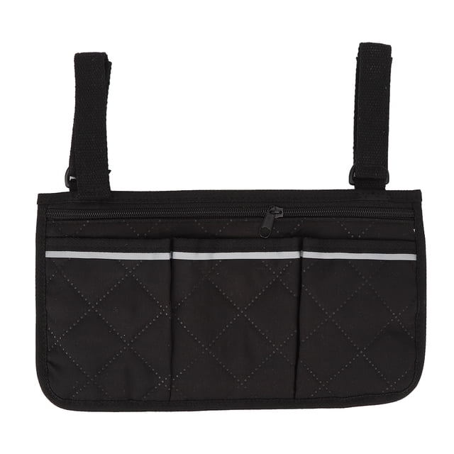 Bolsa para silla de ruedas colgante, impermeable, con sistema de hebilla de lona, bolsa de almacenamiento lateral para silla de ruedas de transporte.
