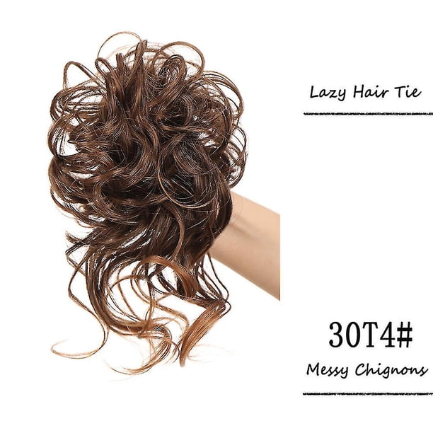 Bollo de pelo sintético natural XianweiShao Voluminous Scrunchie Moño de pelo desordenado