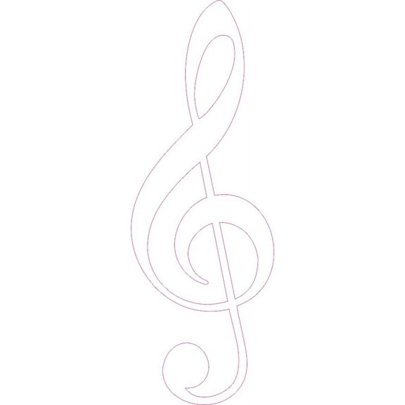 2in x 6in White Treble Clef Sticker