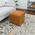 thumbnail image 2 of Lou Mid-Century Modern Design Square Cognac Tan Leather Ottoman, 2 of 4