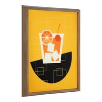 Kate and Laurel Blake Old Fashioned Cocktail Framed Printed Glass Wall Art By Amber Leaders Designs, 16x20 Dark Gold, Chic Mid-Century Wall Decor