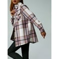 thumbnail image 4 of Women Plaid Flannel Shirt Jacket Button Down Lapel Long Sleeve Shacket Cardigan Coats Fall Spring Clothes, 4 of 6